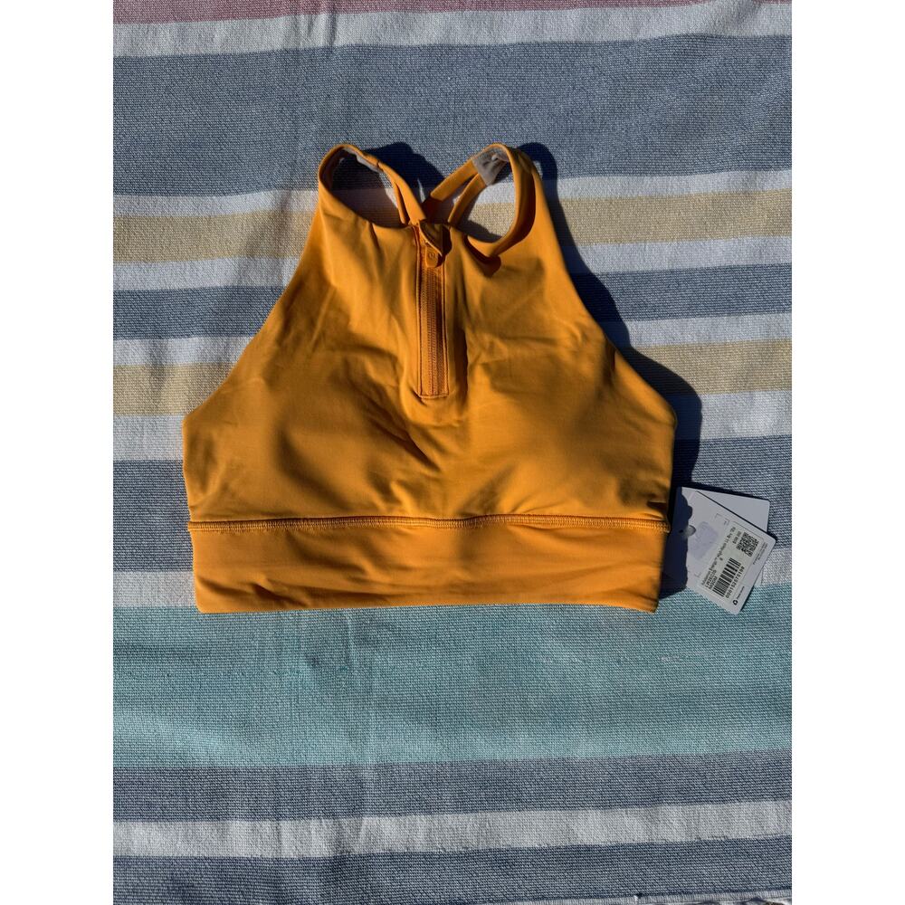 Lululemon Energy High Neck Zip Sports Bra Sz 6 Yellow B-D Cup NWT